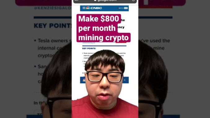 Make $800 Per Month Crypto Mining From Tesla . #invest #cryptocurrency #crypto #tesla #bitcoinmining