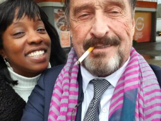 John McAfee and wife Janice McAfee (supplied)