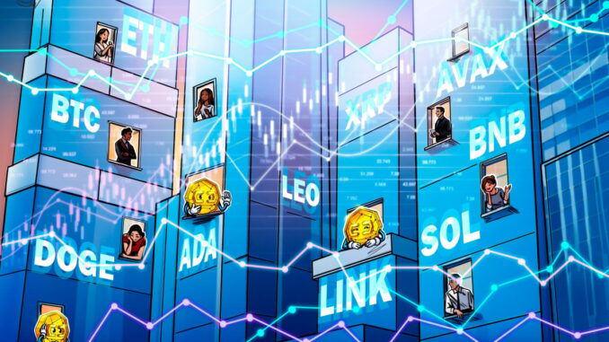 BTC, ETH, XRP, BNB, SOL, DOGE, ADA, LEO, LINK, AVAX